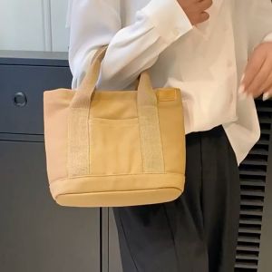 Japanese Girl Quality Large Capacity Multi-Pocket Trend Handbag Canvas Bag Women Work Daily Travel Lunch Beg Bag