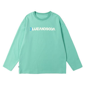 LANQISHUI | New Student Youth Cotton Letter Color Contrast Loose Long Sleeve T-Shirt