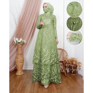 GAMIS BUSUI TILE TINGKAT/MAXI SERAGAM FULL BRUKAT NADIRA FREE MASKER/ FASHION CANTIK MUSLIM KONDANGAN PESTA WISUDA