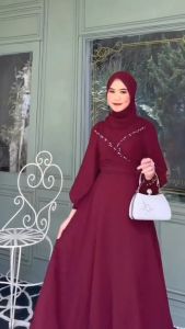 BISA COD Rafifah Dress Ceruty Babydoll Mutiara Gamis Wanita Terbaru 2024 Viral Kekinian Murah