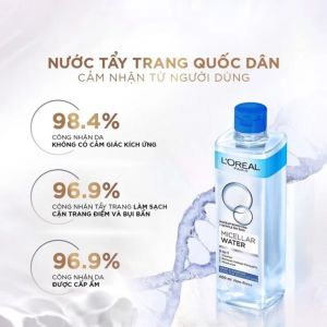 Nước Tẩy Trang L’Oreal Paris Micellar Water 3 In 1 Moisturizing nắp màu hồng NHILEE NL239 hương hoa hồng pháp dành cho da khô da thường 400ml