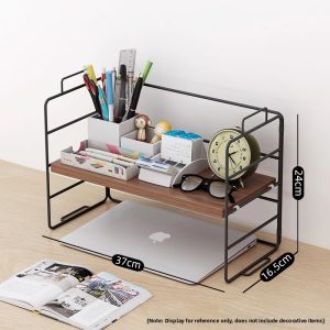 MINGZHIYIFAN | File and Document Storage Shelf Wooden and Metal Tiered Organizer