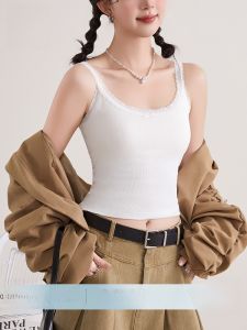 MiiOW | เสื้อกั๊กสายเดี่ยวสีขาวพร้อมแผ่นเสริมหน้าอกสำหรับผู้หญิง ทรงเข้ารูป ปกปิดหน้าอกได้ดี เสื้อแขนกุดแบบลำลอง