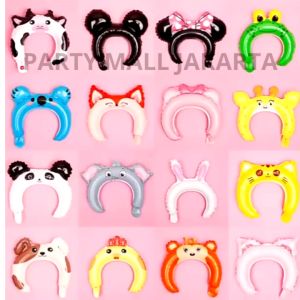 Balon Bando Lucu Karakter Kartun Boneka Labubu Hewan Balon Foil Kartun Animal Headband Balon Ulang Tahun