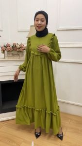 Gamis Wanita Lebaran Crinkle Airflow Dress Baju Muslim Syari Mewah