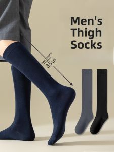 JINGCHI | Mens Long Tube Socks Pure Cotton Warm Winter Business Black Cotton Socks Anti-Odor Absorb Sweat Autumn Winter Leather Shoes