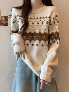 WANGGONGZHU | Womens Round Neck Knitted Base Shirt Fashionable Popular Sweater Slimming Versatile Inner Wear for Autumn Winter New Arrival
