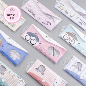 Bộ Thước Học Sinh 4 Món Kèm Túi Đựng Họa Tiết Dễ Thương Thước Thẳng Eke Thước Đo Góc Mẫu Ngẫu Nhiên