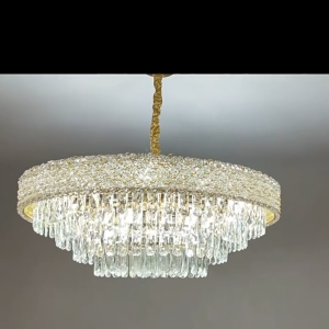 【Warranty】New 3 Light Colors Luxury Rectangular Crystal Chandelier Modern Led Tassels Linear Raindrop Ceiling Pendant Light Fixture for Dining Room Living Room Kitchen Island