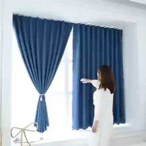 Keycool 100% Blackout Curtain with Self-Adhesive Magic Tape No Drill Thermal Insulated Window Curtain UV Blocking Privacy Drapes for Bedroom Dorm & Nursery