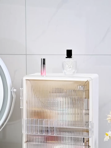 TMOP Desktop Cosmetic Storage Box Waterproof Space-Saving Transparent Organizer for Makeup Condiments Snacks With Lid