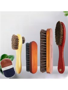 Horse Hair Brush Shoe Brush Horse Bristle Shoe Oil Brush Multifunctional Matte Leather Suede Cleaning Decontamination Soft Hair Interior Polishing Brush