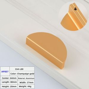 American Half Moon Handles for Cabinets and Drawers Cupboard Knobs Aluminum Furniture Handles Golden Black Semicircle Matte Pull