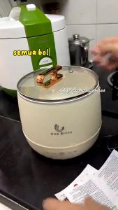 MEEVIDA Ceramic Liner 450W/1.8L Electric Rice Cooker Non-stick Pot Multicooker Steamer Handle Multifunctional Steaming Periuk Nasi