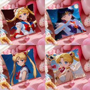 Bandai | Sailor Moon Sailor Uranus Anime Plush Pillow Cover Soft Short Plush Cushion Cover For Sofa Bedroom Home Decor Gift Decoration