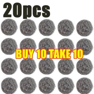 【BUY 10 TAKE 10】20pcs Original steel wool Brush pot steel ball stainless steel household decontamination Stainless Steel Scourer Wool Scrubber Sponge Reusable Cleaning Scrub for Pots Pans Dishes & Kitchen