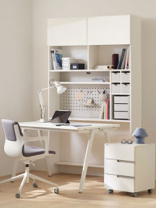 Childrens Study Table Corner Desk with Holes Board Bookshelf