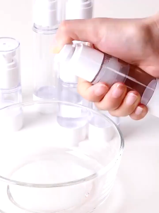 Transparent Refillable Makeup Travel Bottle Set for Face Cream and Serum with Pump Dispensers