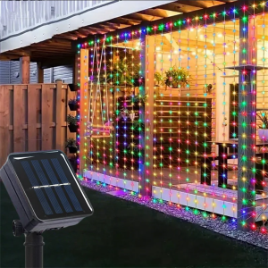 100/200/300LED Solar Curtain Lights Outdoor 8 Modes Outdoor Solar Curtain String Light Solar Garden Christmas Lights Decortions