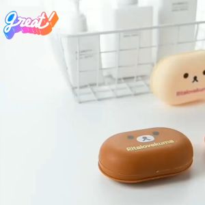 Kotak Sabun Batang Rilakuma - Tempat Sabun Mandi Batang Anti Lengket Motif Karakter Rilakkuma - Kotak Sabun Mandi - Wadah Penyimpanan