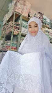 Mukena Sutra Jepang Mukenah Mewah Sutera Japan Hiasan Payet Queen Mahar Nikah Super Cantik