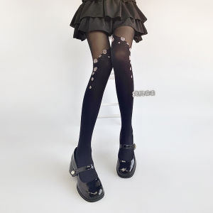 Lolita Satin Ballet Style Thin Womens Leggings Cute Sweet Lace Splicing Base Layer Socks Ultra Thin Velvet Fabric Four Seasons