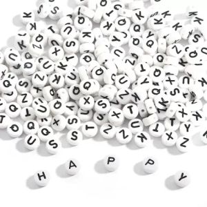 100-500PCS Acrylic A-Z 26 Letter Beads Round Loose Spacer White Alphabet Beads for Jewelry Making Necklace Bracelet Accessories
