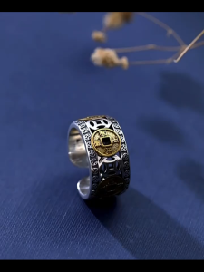 Five Emperors Coins Ring Adjustable Money Catcher Ring Lucky Charm Stainless Steel Retro Ring For Women and Men