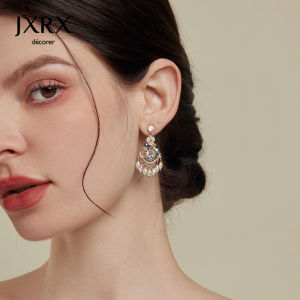 JXRX Ethnic Crystal Tassel Earrings Womens New 2025 Luxury Minimalist National Style Spring Ear Jewelry Fashion Accessories