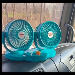Thailand double-head fan 6.5-inch 360° rotating air flow copper motor car cigarette lighter power supply