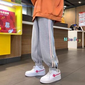 Extra Large 300 Pounds High Street Colorful Stripes Mens Casual Pants Autumn Trendy Brand Drawstring Versatile Sport Sweatpants
