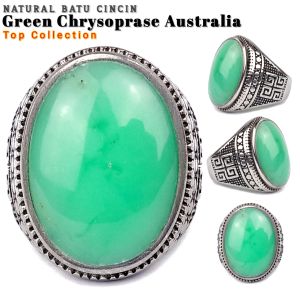Cincin Titanium Natural Green Chrysoprase Australia Top Collection
