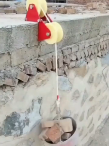 Rope Retract Pulley Sling Safety Rope Manual Pulley With Thicken Material Height Lifting Laborsaving Foldable Wall Corner Wheel