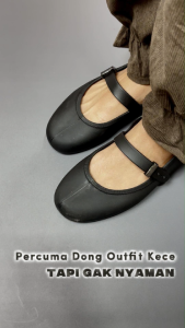 Sepatu Slip On Flatshoes Wanita Untuk Kerja Karet Anti Air Kekinian Korean Style Porto BLT Hitam 36-40
