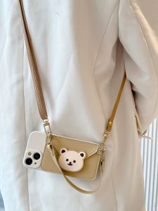 Adorable Cartoon Bear Coin Purse Phone Case Light Brown Anti-Fall Compatible with Xiaomi 13 pro Redmi K60/K50/K40/30 Trendy 12/11/10s Redmi Note11 pro