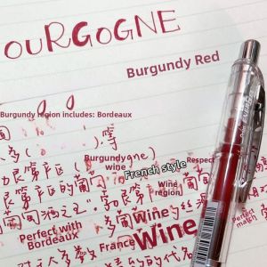 pentel | Quick Drying Clear Barrel Burgundy Red Fountain Pen