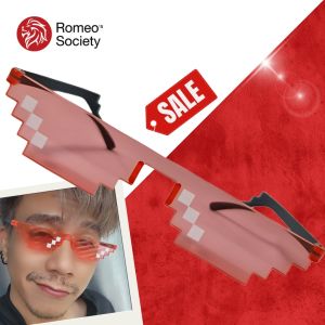 แว่นตาแฟชั่น CGRS114 แว่นกันแดด สไตล์โมเสก ไร้กรอบ Thug Life Pixel (สีส้ม) แว่นผู้ชาย ใส่แล้วเท่