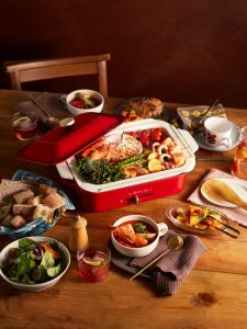 BRUNO Multi-Function Cooking Pot Electric BBQ Grill Fry Steam Bake Integrated Kitchen Appliance Non-Stick Coating Square Pot