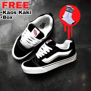 Sepatu Vans91 Knu Skool Black and White Sneakers for Men and Women 100% Original