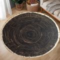 Natural Woodland Charm Tree Ring Pattern Round Rug Wood Log Floor Mat Trunk-Inspired Carpet Decorative Wood Crack Design Room. 