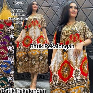 Fashion Muslimah Kaftan Candi Mekar / Kaftan Cap Encim Rayon Candi Mekar / Gamis Batik Kaftan Cap Candi Mekar