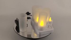 6/12Pcs LED Rechargeable Flameless Tea Light Candle USB Charge Candle with Plastic Cup for Valentine Day Weddings Decor