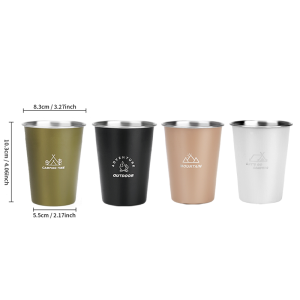 4pcs Stainless Steel Camping CupOutdoor Drinking Mugs for Outdoor Picnic Hiking Fishing Surfing Party Gift (4 colors)