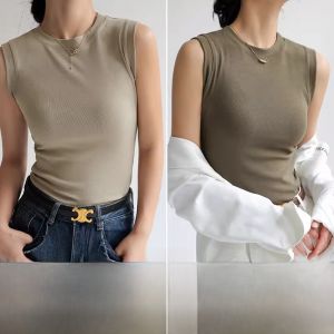 MiiOW | Cat Woman Sleeveless Vest Women Summer Stand Collar 2025 New Round Neck Inner Wear Short Sleeve Wide Shoulder Top High End Feel