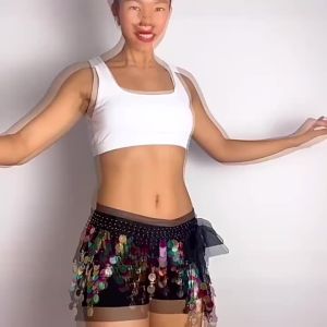 EELHOE | Kim Sa Lấp Lánh Tua Rua Dây Thắt Lưng Nữ Múa Bụng Jazz Hip Hop Hiệu Suất Dây Thắt Lưng Trang Trí Phụ Kiện Cho Bé Gái