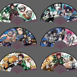 Bandai | Quạt Gấp Anime Hai Mặt 8 Inch Demon Slayer Thiết Kế Sáng Tạo Tiện Dụng Làm Mát Đạo Cụ Cosplay Dùng Hàng Ngày Mùa Hè
