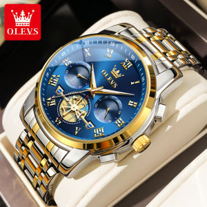 OLEVS Watch for Men Waterproof Original New Stainless steel Multifunction Quartz Fashion Luminous Authentic Mens Watches