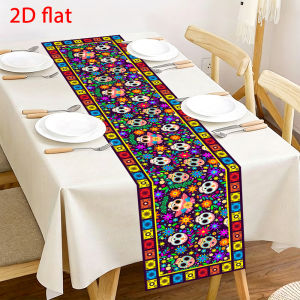 Sugar Skull Table Runner Day of the Dead Floral Print Dining Table Decor Mexican Fiesta Halloween Party Holiday Home Ornament