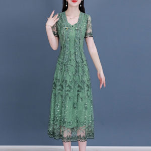 ชุดเดรสผู้หญิงฤดูร้อน 2025 ใหม่ ชุดสองชิ้นแบรนด์สุดเทรนด์ สไตล์เกาหลี กระโปรงทรงเอ เอวสูง ผ้าโพลีเอสเตอร์ แขนสั้น เอวสูง