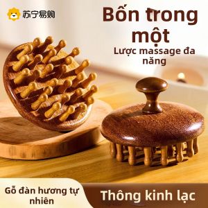 Cọ Massage Gỗ Đàn Hương Đĩa Tròn Cao Cấp Cọ Chăm Sóc Tóc Đầu Mát-xa Da Đầu Thông Thoáng Lỗ Chân Lông Bảo Vệ Sức Khỏe